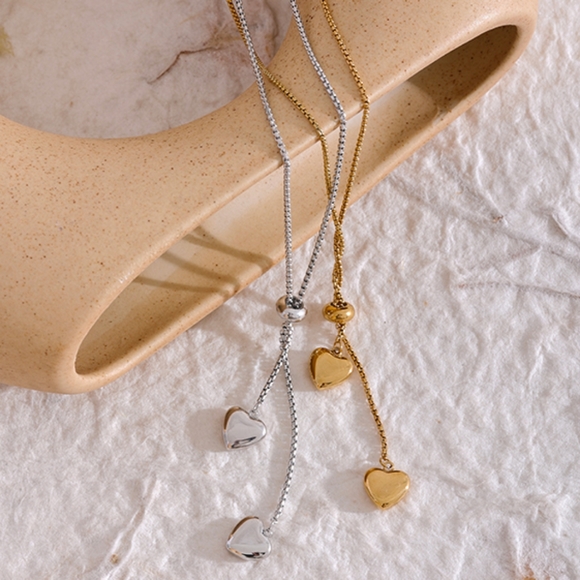 Heart Long Pendant Pull-Out Necklace - Picture 2 of 9